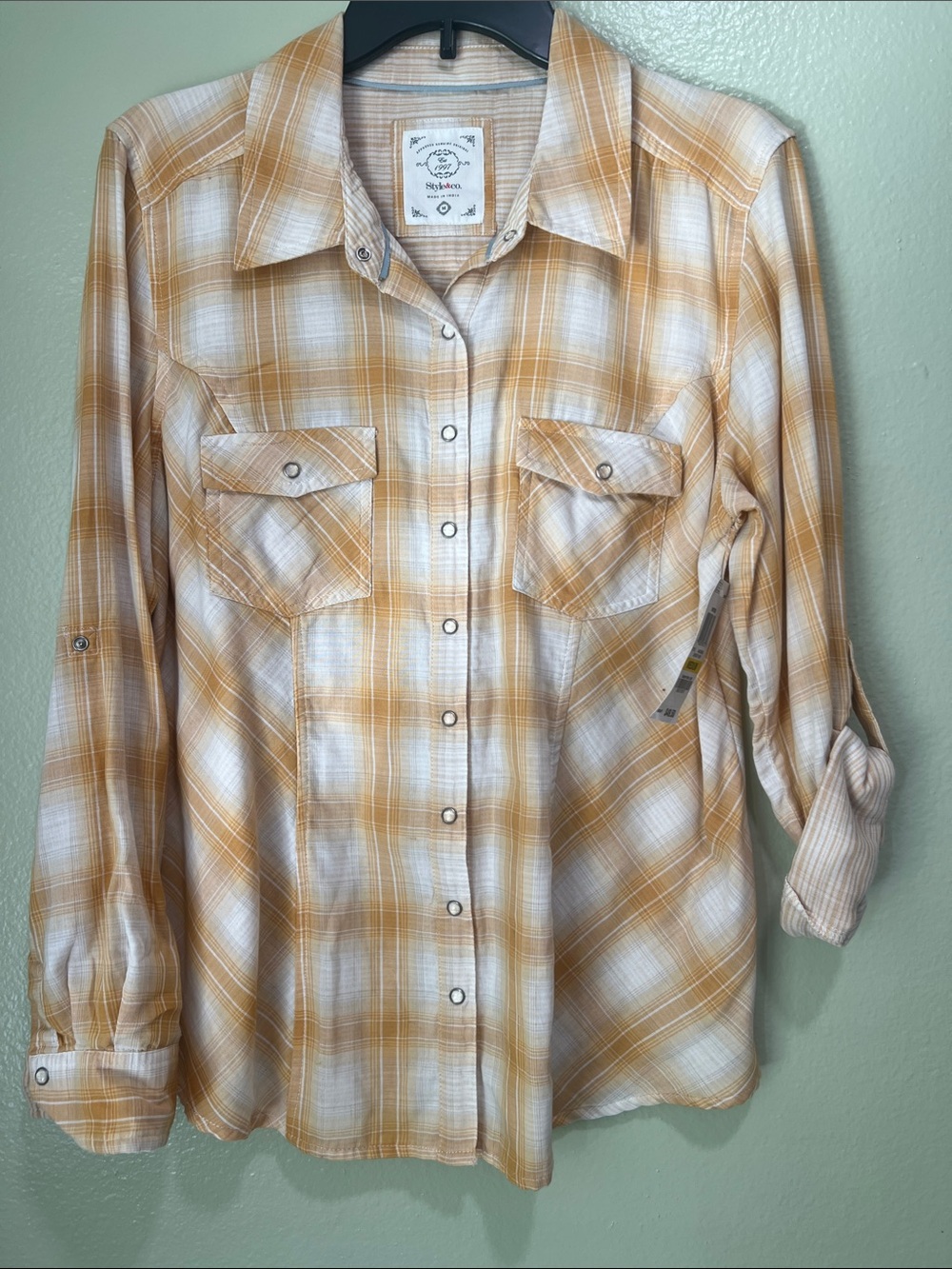 Style & Co. Yellow Plaid Button-Up Shirt